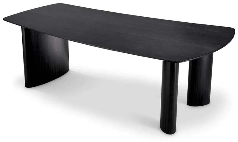 Casa Padrino Luxus Esstisch Schwarzgrau 230 x 120 x H. 76,5 cm - Massivholz Küchentisch mit leicht gebogener Tischplatte - Esszimmer Möbel - Küchen Möbel - Luxus Möbel - Luxus Einrichtung