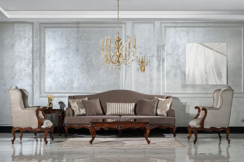 Casa Padrino Luxus Barock Wohnzimmer Sessel Silber / Braun - Handgefertigter Barockstil Sessel mit Streifen und dekorativem Kissen - Luxus Wohnzimmer Möbel im Barockstil - Barock Möbel