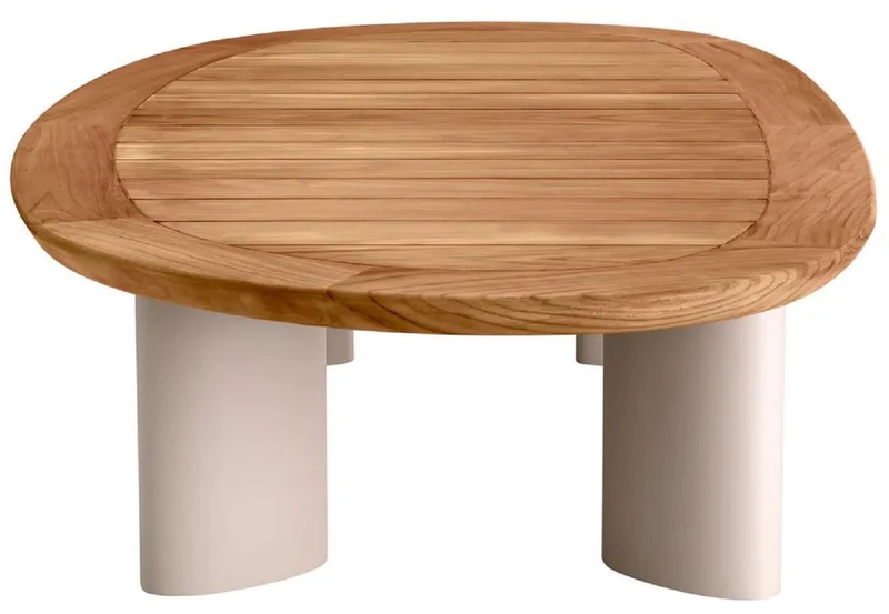 Casa Padrino Luxus Gartentisch Naturfarben / Sandfarben 170,5 x 85 x H. 34,5 cm - Garten Couchtisch mit Teakholz Tischplatte und Aluminium Beinen - Garten & Terrassen Möbel - Luxus Qualität