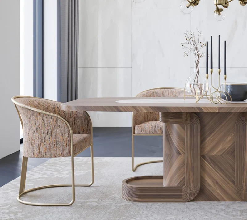 Casa Padrino Luxus Esszimmer Stuhl 8er Set Grau / Orange / Messing 60 x 63 x H. 82 cm - Esszimmer Möbel - Restaurant Möbel - Hotel Möbel - Luxus Möbel - Luxus Kollektion