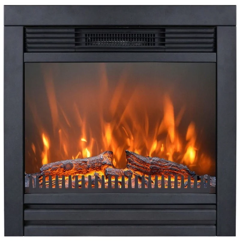 Casa Padrino Luxus Elektro Einbaukamin Schwarz 62 x 19,5 x H. 61 cm - Wohnzimmer Deko LED Kamin mit Fernbedienung - Wohnzimmer Möbel - Luxus Möbel - Luxus Elektro LED Einbaukamine