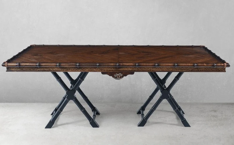 Casa Padrino Luxus Vintage Stil Esstisch Braun / Schwarz 215 x 108 x H. 78 cm - Rechteckiger Massivholz Esszimmertisch - Esszimmer Möbel - Massivholz Möbel - Vintage Stil Möbel - Luxus Möbel