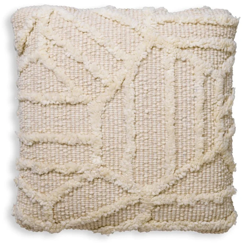 Casa Padrino Luxus Kissen Elfenbein 60 x 60 cm - Handgewebtes Deko Woll Kissen - Quadratisches Zierkissen - Wohnzimmer Dekoration - Luxus Deko Accessoires - Luxus Qualität