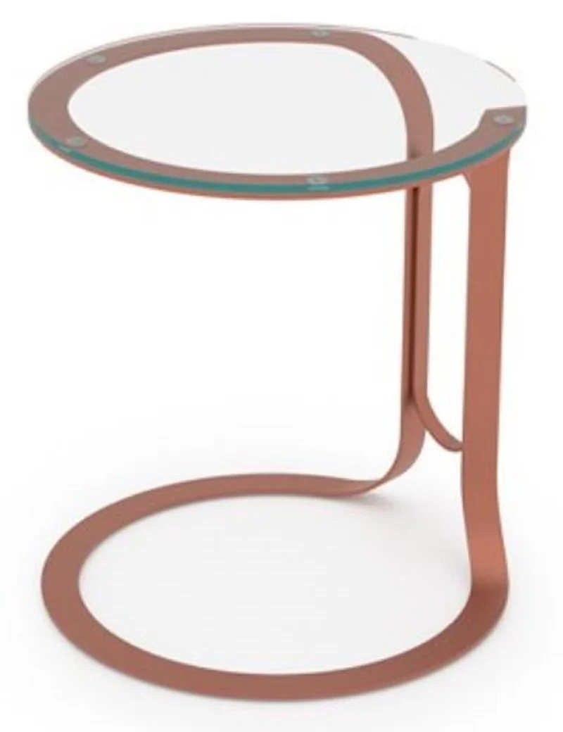 Casa Padrino Luxus Beistelltisch Kupfer Ø 40 x H. 50 cm - Runder Tisch mit Glasplatte - Wohnzimmer Möbel - Hotel Möbel - Luxus Möbel