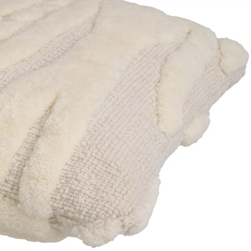 Casa Padrino Luxus Kissen Elfenbein 60 x 60 cm - Handgewebtes Deko Woll Kissen - Quadratisches Zierkissen - Wohnzimmer Dekoration - Luxus Deko Accessoires