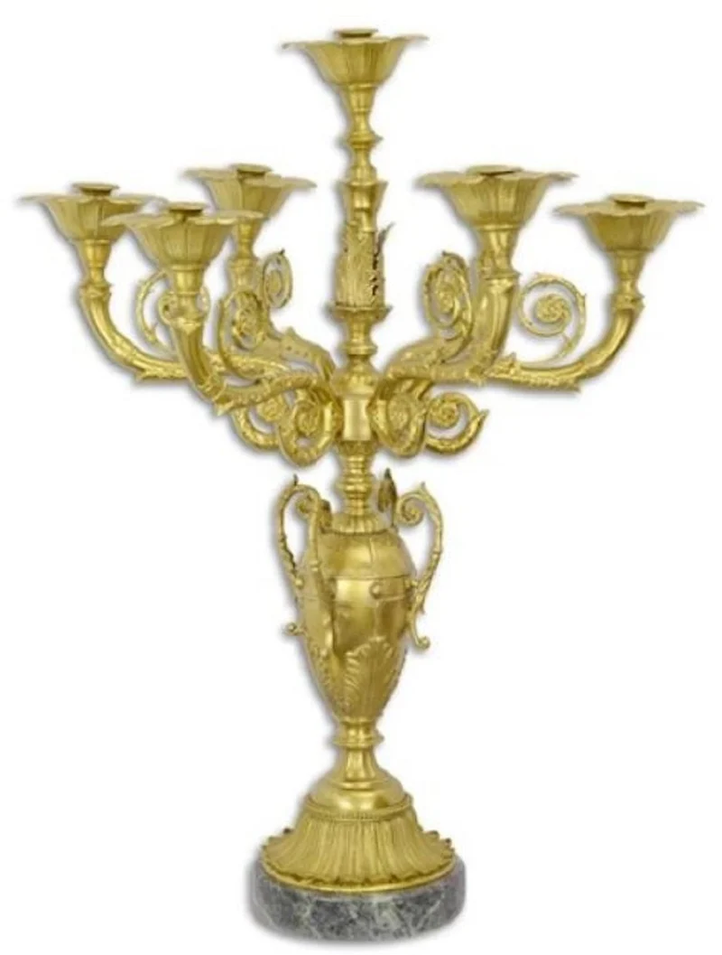 Casa Padrino Luxus Barock Tisch Kerzenhalter Gold / Schwarz 61,5 x 61,5 x H. 82 cm - Prunkvoller Bronze Kerzenhalter im Barockstil - Barock Deko Accessoires - Barock Möbel - Barock Interior