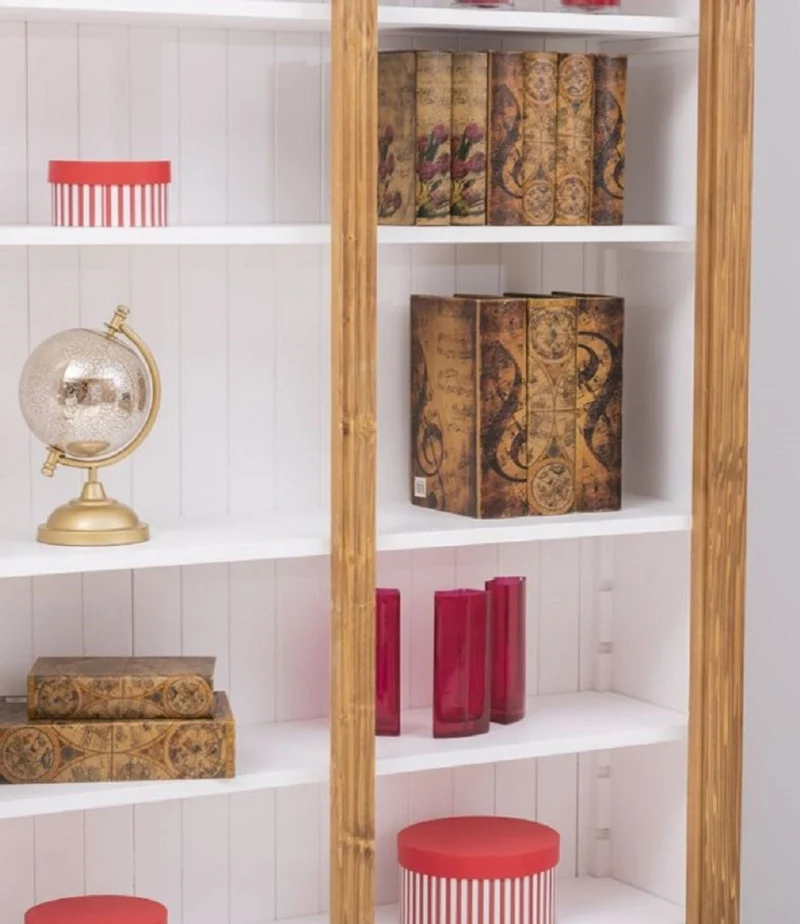Casa Padrino Landhausstil Bücherschrank Braun / Weiß 120 x 39 x H. 197 cm - Massivholz Schrank - Regalschrank - Wohnzimmerschrank - Büroschrank - Landhausstil Möbel