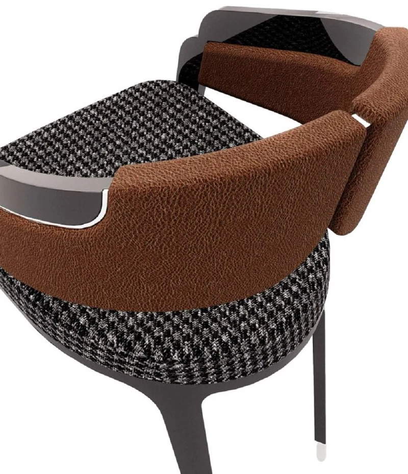 Casa Padrino Luxus Designer Esszimmer Stuhl 8er Set Grau / Braun - Luxus Möbel - Designer Möbel - Esszimmer Möbel - Restaurant Möbel - Hotel Möbel - Luxus Qualität