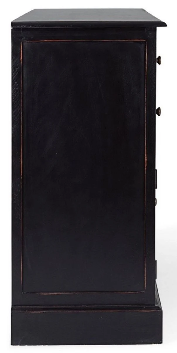 Casa Padrino Landhausstil Sideboard Antik Schwarz 145 x 40 x H. 85 cm - Landhausstil Schrank mit 3 Türen und 5 Schubladen - Landhausstil Möbel - Landhausstil Einrichtung