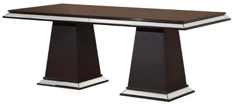 Casa Padrino Luxus Esstisch Dunkelbraun 200 x 100 x H. 79 cm - Verspiegelter Massivholz Küchentisch - Esszimmer Möbel - Luxus Möbel - Luxus Einrichtung