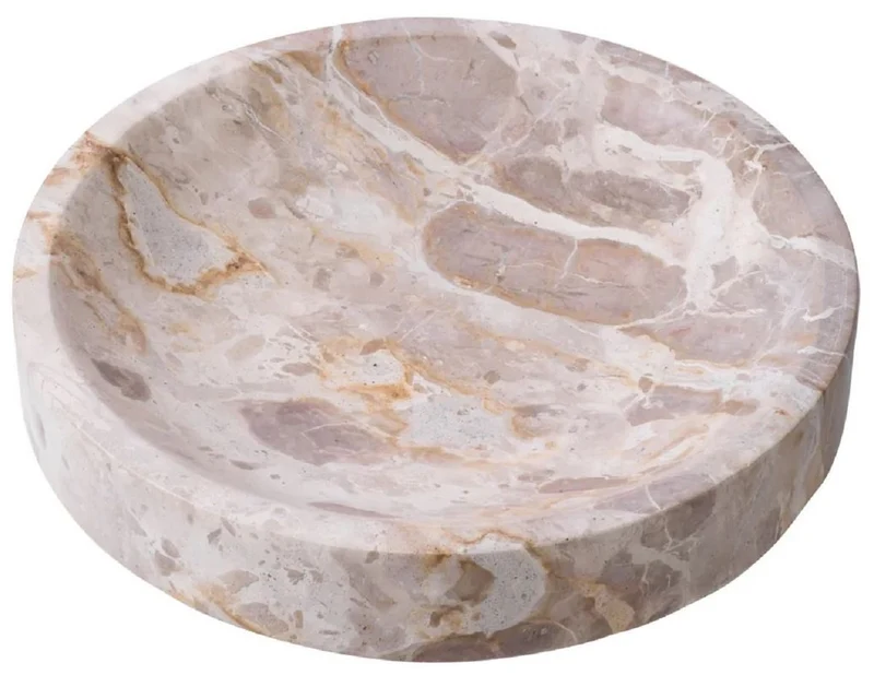 Casa Padrino Luxus Deko Marmor Schale Braun Ø 30,5 x H. 5,5 cm - Runde Obstschale - Esstisch Deko - Deko Accessoires - Luxus Accessoires - Luxus Qualität