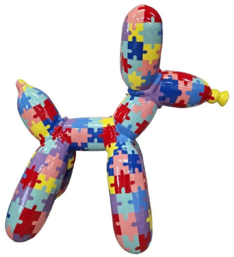 Casa Padrino Luxus Designer Deko Skulptur Ballon Hund Bunt 100 cm - Große Deko Figur - XXL Deko Skulptur - XXL Deko Figur - Wohnzimmer Deko - Garten Deko - Luxus Figuren