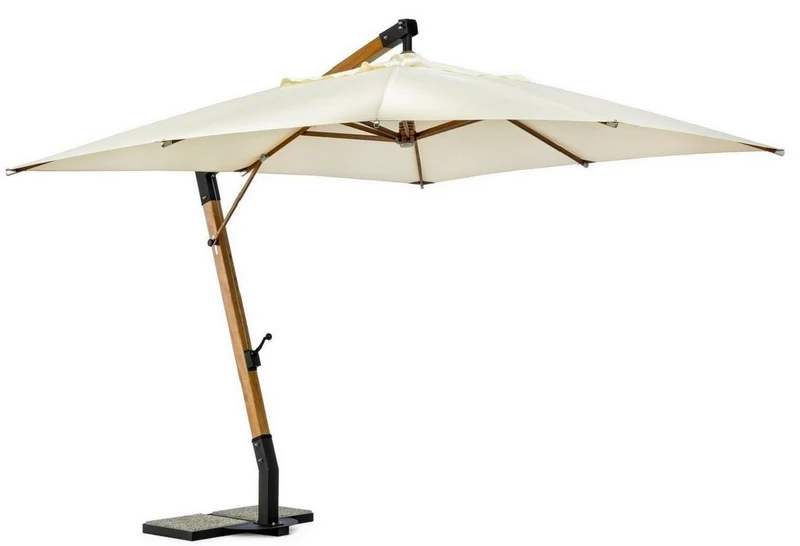 Casa Padrino Luxus Ampelschirm mit Ständer Braun / Schwarz / Creme 400 x 300 x H. 320 cm - Garten Sonnenschirm - Terrassen Sonnenschirm - Balkon Sonnenschirm - Garten Terrassen Balkon Accessoires