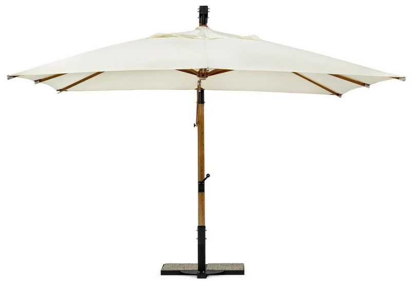 Casa Padrino Luxus Ampelschirm mit Ständer Braun / Schwarz / Creme 400 x 300 x H. 320 cm - Garten Sonnenschirm - Terrassen Sonnenschirm - Balkon Sonnenschirm - Garten Terrassen Balkon Accessoires