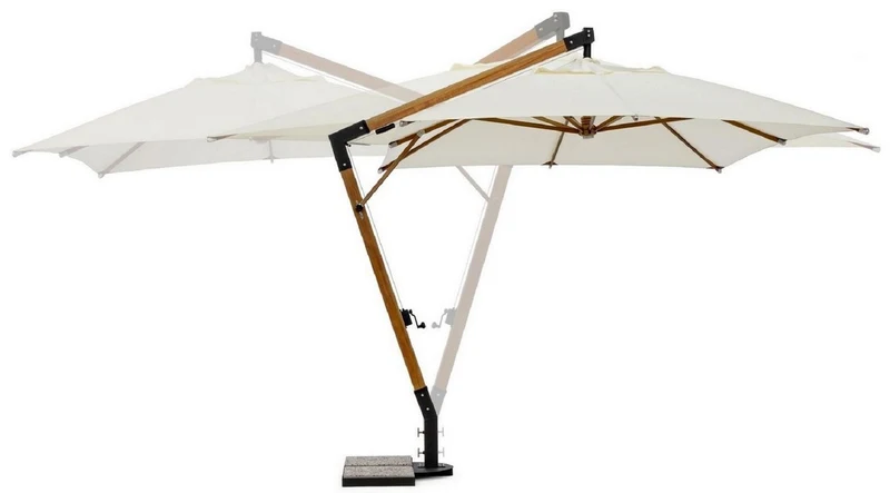 Casa Padrino Luxus Ampelschirm mit Ständer Braun / Schwarz / Creme 400 x 300 x H. 320 cm - Garten Sonnenschirm - Terrassen Sonnenschirm - Balkon Sonnenschirm - Garten Terrassen Balkon Accessoires