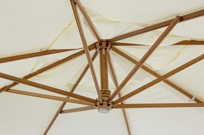 Casa Padrino Luxus Ampelschirm mit Ständer Braun / Schwarz / Creme 400 x 300 x H. 320 cm - Garten Sonnenschirm - Terrassen Sonnenschirm - Balkon Sonnenschirm - Garten Terrassen Balkon Accessoires
