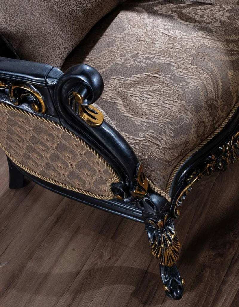 Casa Padrino Luxus Barock Wohnzimmer Set Grau / Blau / Gold - 2 Barock Sofas & 2 Barock Sessel & 1 Barock Couchtisch - Luxus Wohnzimmer Möbel im Barockstil - Barock Möbel - Edel & Prunkvoll