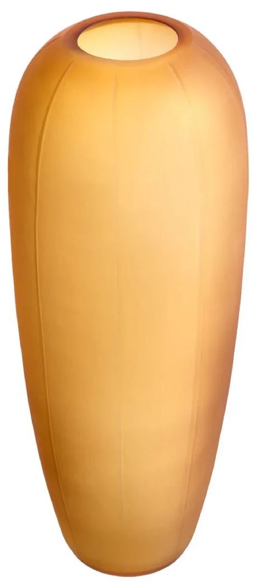 Casa Padrino Luxus Glas Vase Bernstein Ø 22 x H. 65 cm - Mundgeblasene Blumenvase - Runde Deko Blumenvase - Deko Accessoires - Deko Glas Vasen - Luxus Accessoires