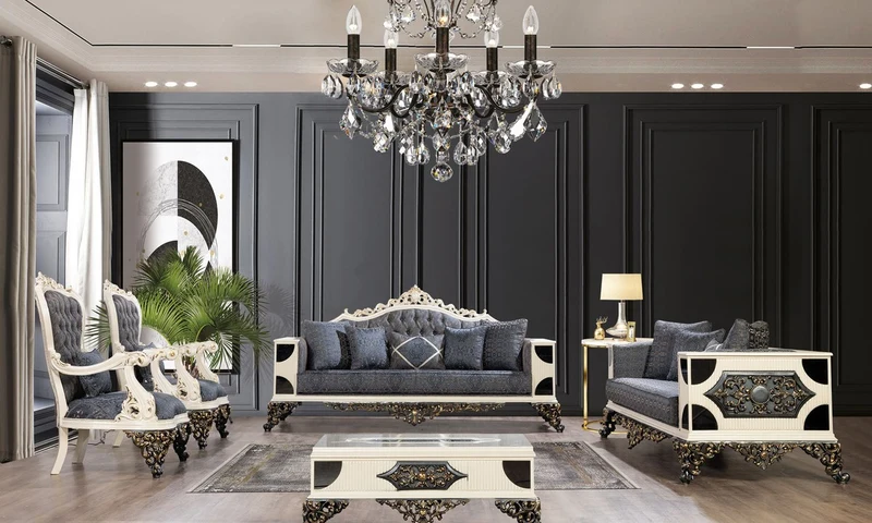 Casa Padrino Luxus Barock Sessel Blau / Weiß / Gold - Prunkvoller Wohnzimmer Sessel mit elegantem Muster - Luxus Wohnzimmer Möbel im Barockstil - Barock Möbel - Barock Einrichtung