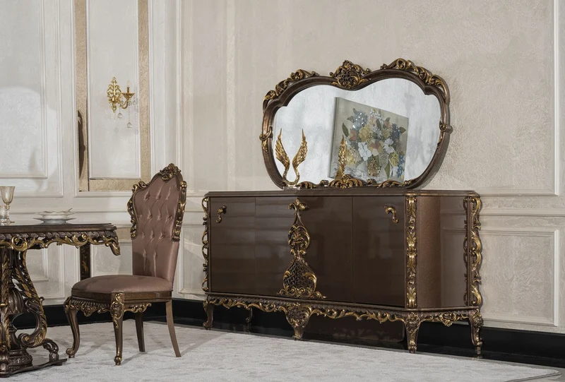 Casa Padrino Luxus Barock Esszimmer Stuhl 6er Set Grau / Braun / Gold - Prunkvolle Barockstil Küchen Stühle - Luxus Esszimmer Möbel im Barockstil - Barock Esszimmer Möbel - Barockstil Möbel