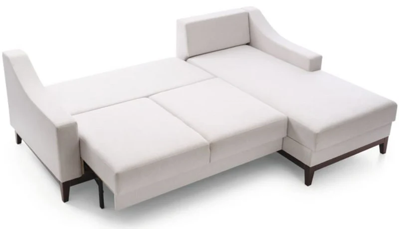 Casa Padrino Luxus Ecksofa Weiß / Dunkelbraun 225 x 173 x H. 77 cm - Wohnzimmer Sofa mit Schlaffunktion - Wohnzimmer Möbel - Luxus Möbel - Luxus Interior