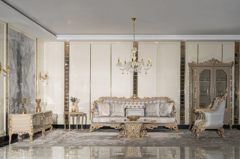 Casa Padrino Luxus Barock TV Schrank Grau / Gold - Prunkvolles Massivholz Sideboard mit 4 Türen - Wohnzimmer Möbel im Barockstil - Barock Möbel - Edel & Prunkvoll