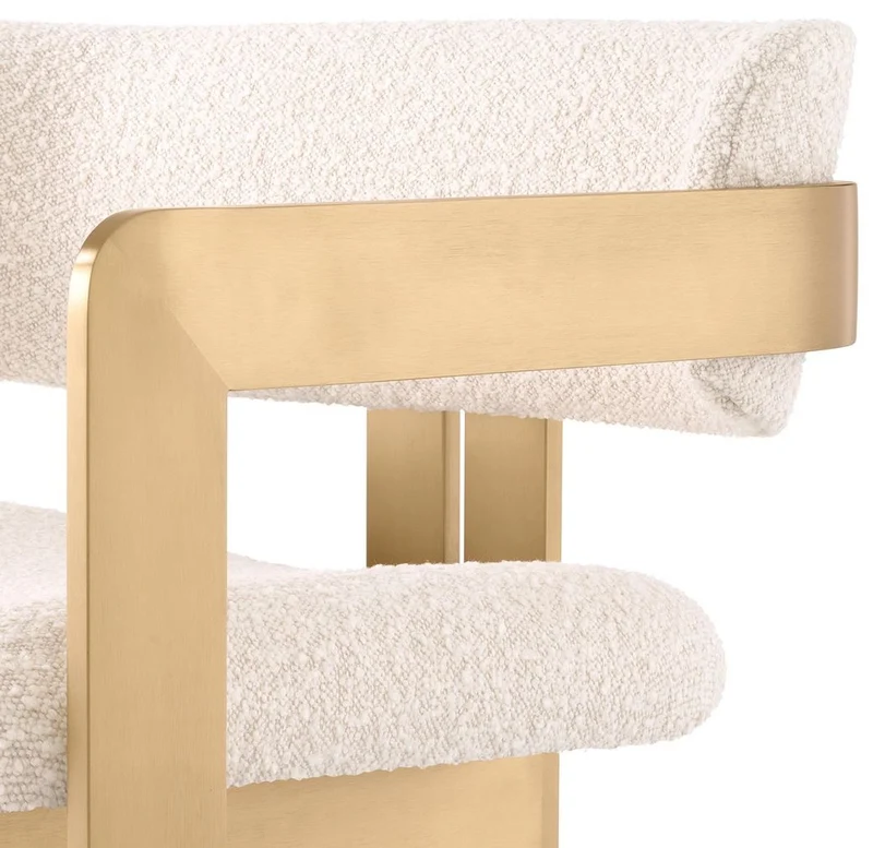 Casa Padrino Luxus Sessel Creme / Messing 70 x 70 x H. 68 cm - Wohnzimmer Sessel - Hotel Sessel - Wohnzimmer Möbel - Luxus Möbel - Wohnzimmer Einrichtung - Luxus Einrichtung - Möbel Luxus
