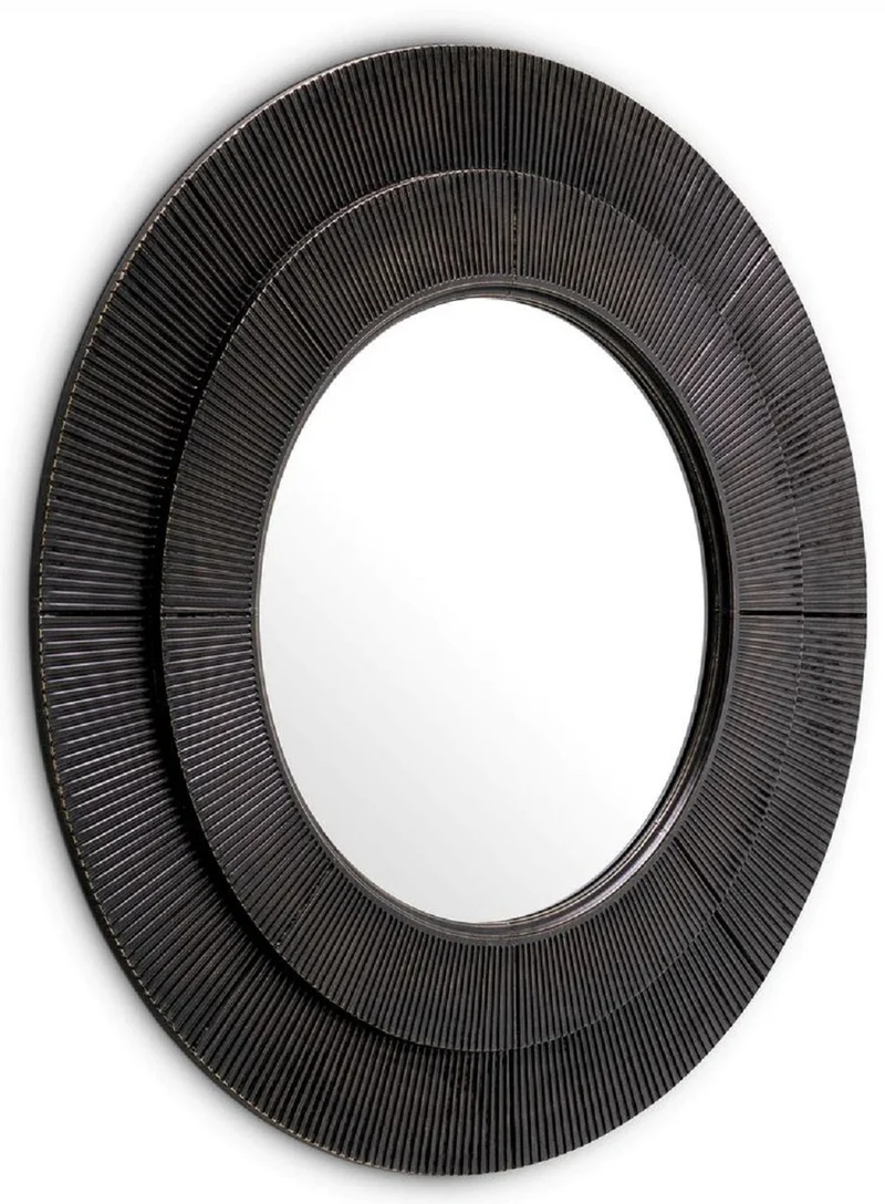 Casa Padrino Luxus Wandspiegel Bronze Ø 90 cm - Runder Wohnzimmer Spiegel - Schlafzimmer Spiegel - Garderoben Spiegel - Luxus Möbel - Luxus Interior