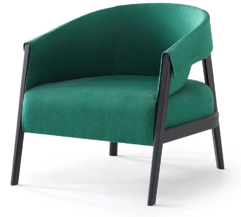 Casa Padrino Luxus Sessel Grün / Schwarz 73 x 80 x H. 75 cm - Wohnzimmer Sessel - Hotel Sessel - Wohnzimmer Möbel - Hotel Möbel - Luxus Möbel - Luxus Einrichtung