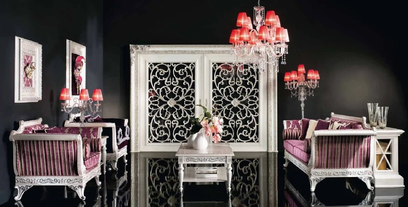 Casa Padrino Luxus Barock Kristall Tischleuchte Silber / Rot Ø 55 x H. 60 cm - Prunkvolle Barockstil Schreibtischleuchte mit venzezianischem Glas und Swarovski Kristallglas - Made in Italy