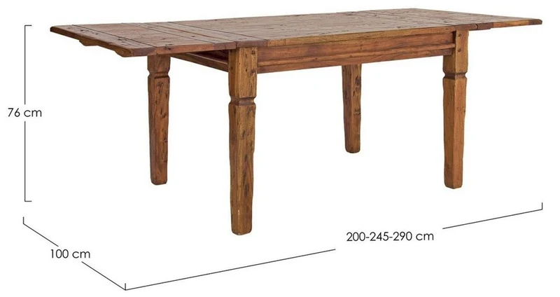 Casa Padrino Landhausstil Esstisch Braun / Naturfarben 200-290 x 100 x H. 76 cm - Ausziehbarer rustikaler Massivholz Küchentisch - Rustikale Esszimmer Möbel - Massivholz Möbel - Landhausstil Möbel