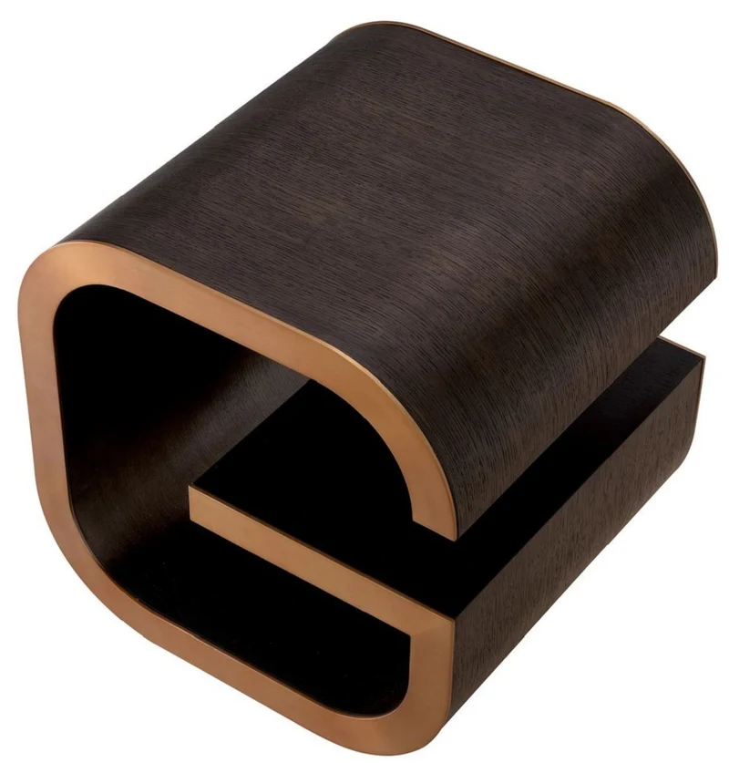 Casa Padrino Luxus Beistelltisch Mokka / Messing 46 x 46 x H. 50,5 cm - Designer Wohnzimmer Tisch - Wohnzimmer Möbel - Luxus Möbel - Designer Möbel - Luxus Einrichtung - Designer Einrichtung