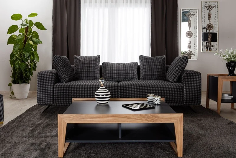 Casa Padrino Luxus Sofa Schwarz / Weiß 253 x 96 x H. 87 cm - Wohnzimmer Sofa - Hotel Sofa - Wohnzimmer Möbel - Wohnzimmer Einrichtung - Hotel Möbel - Luxus Möbel - Luxus Einrichtung
