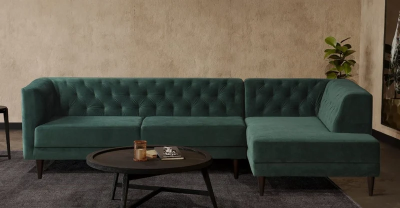 Casa Padrino Luxus Ecksofa Grün / Schwarz 262 x 178 x H. 74 cm - Wohnzimmer Sofa mit edlem Samtstoff - Wohnzimmer Möbel - Luxus Möbel - Luxus Wohnzimmer Einrichtung