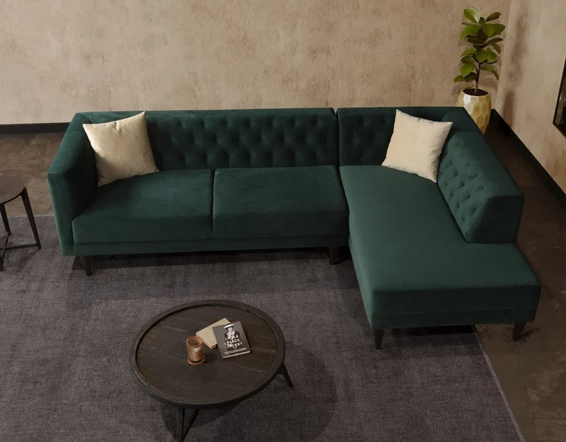 Casa Padrino Luxus Ecksofa Grün / Schwarz 262 x 178 x H. 74 cm - Wohnzimmer Sofa mit edlem Samtstoff - Wohnzimmer Möbel - Luxus Möbel - Luxus Wohnzimmer Einrichtung