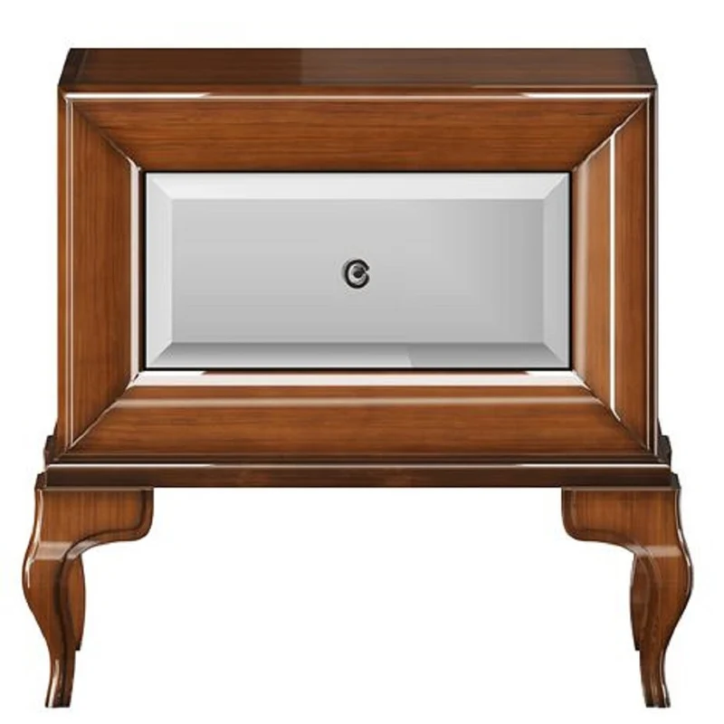 Casa Padrino Luxus Art Deco Nachttisch Hochglanz Braun 70 x 42 x H. 65 cm - Verspiegelter Beistelltisch mit Schublade - Luxus Schlafzimmer Möbel - Luxus Art Deco Möbel