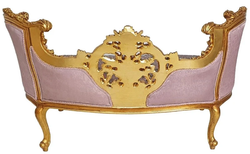 Casa Padrino Barock Sofa Rosa / Mehrfarbig / Gold - Prunkvolles Wohnzimmer Sofa im Barockstil - Wohnzimmer Möbel im Barockstil - Barock Möbel - Barock Einrichtung