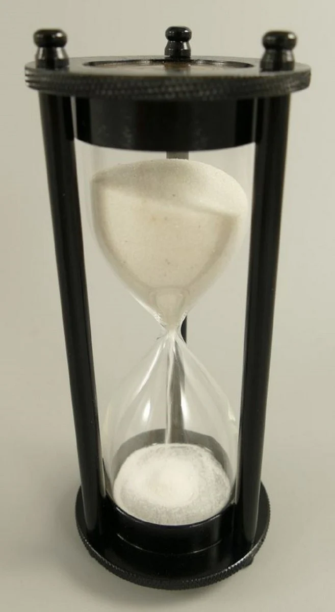 Casa Padrino Deko Sanduhr Schwarz / Weiß Ø 7 x H. 18 cm - Schreibtisch Deko - Wohnzimmer Deko - Designer Deko - Deko Accessoires