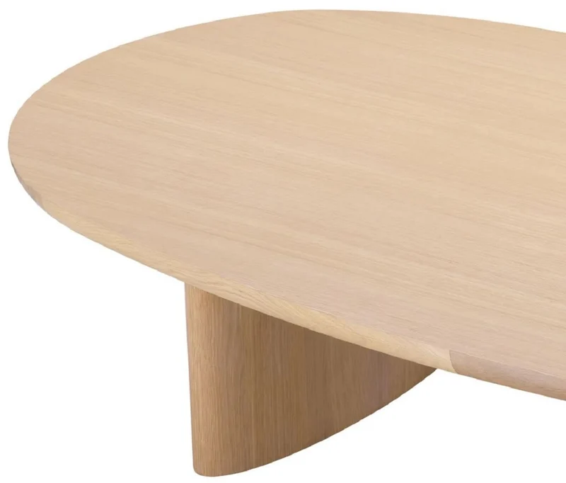Casa Padrino Luxus Couchtisch Naturfarben 168,5 x 86,5 x H. 35,5 cm - Ovaler Massivholz Wohnzimmertisch - Wohnzimmer Möbel - Luxus Möbel - Luxus Einrichtung