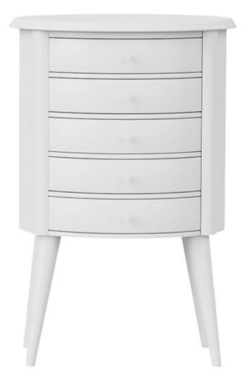 Casa Padrino Luxus Art Deco Nachtkommode Weiß 47 x 38 x H. 73 cm - Nachttisch mit 5 Schubladen - Schlafzimmer Möbel - Kinderzimmer Möbel - Art Deco Möbel - Luxus Möbel
