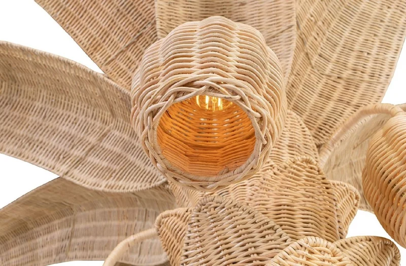 Casa Padrino Luxus Stehleuchte Palme Naturfarben Ø 260 x H. 280 cm - Rattan Stehlampe im Palmen Design - Wohnzimmer Stehleuchte - Luxus Leuchten - Luxus Stehleuchten