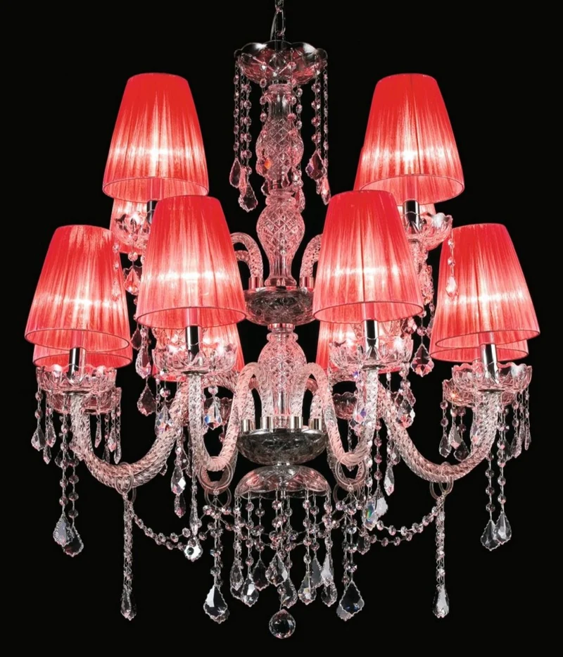 Casa Padrino Luxus Barock Kristall Kronleuchter Silber / Rot Ø 80 x H. 90 cm - Prunkvoller Barockstil Kronleuchter mit venzezianischem Glas und Swarovski Kristallglas - Made in Italy