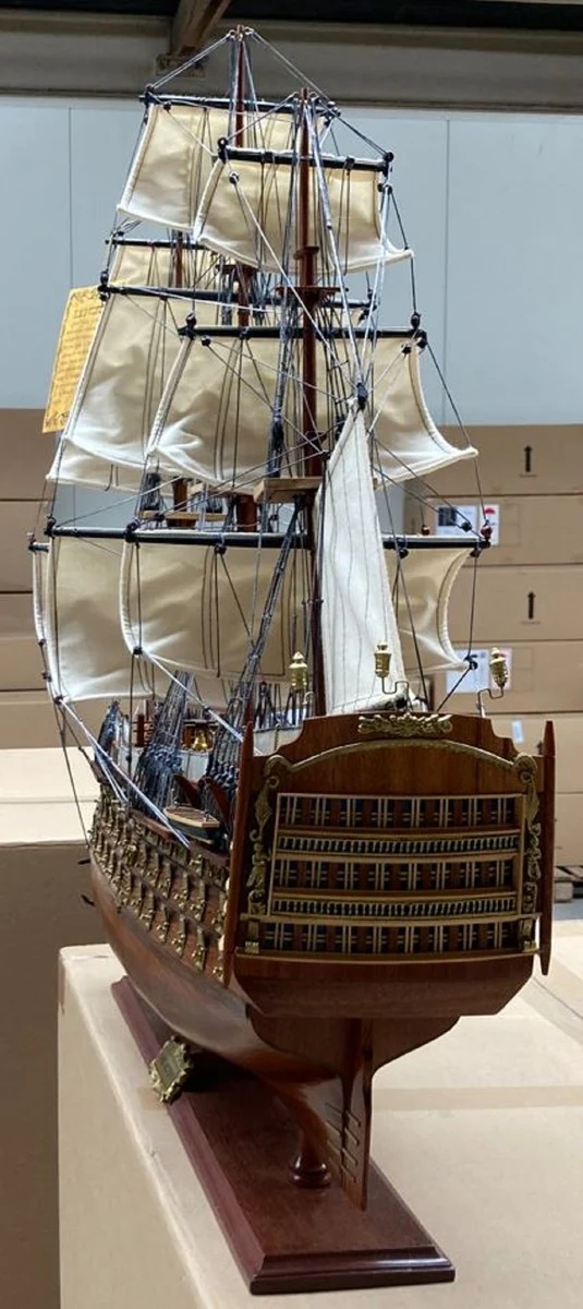 Casa Padrino Luxus Flaggschiff HMS Victory Braun 97 x 29 x H. 83 cm - Handgefertigtes Britisches Deko Schiff - Holzschiff - Segelschiff - Kriegsschiff - Luxus Deko Accessoires