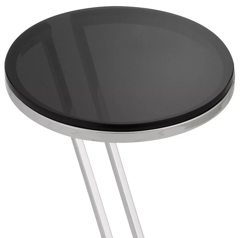Casa Padrino Luxus Beistelltisch Silber / Grau Ø 36 x H. 60 cm - Edelstahl Tisch mit Glasplatte - Wohnzimmer Möbel - Luxus Möbel - Luxus Einrichtung - Luxus Interior
