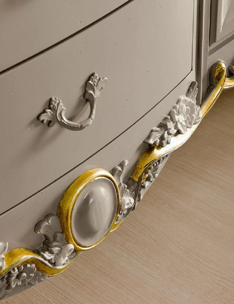 Casa Padrino Luxus Barock Sideboard Grau / Braun / Creme / Gold - Handgefertigter Massivholz Schrank - Barock Möbel - Luxus Möbel Möbel im Barockstil - Luxus Qualität - Made in Italy