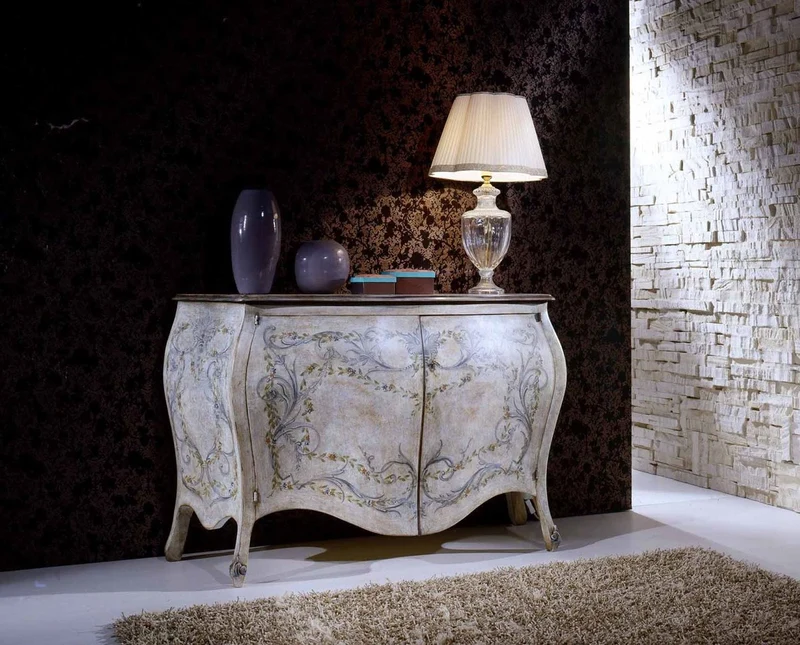 Casa Padrino Luxus Barock Sideboard Mehrfarbig - Handgefertigter Barockstil Schrank mit 2 Türen - Luxus Möbel Möbel im Barockstil - Barock Möbel - Luxus Qualität - Made in Italy