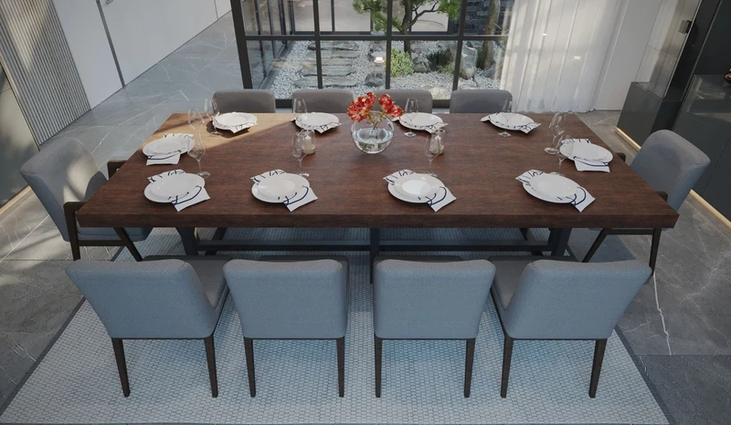 Casa Padrino Luxus Esstisch Dunkelbraun / Dunkelgrau - Verschiedene Größen - Rechteckiger Küchentisch mit Massivholz Tischplatte und Metall Beinen - Esszimmer Möbel - Küchen Möbel - Luxus Möbel