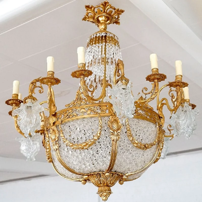Casa Padrino Luxus Barock Kristall Kronleuchter Gold - Prunkvoller Barockstil Hotel Kronleuchter - Wohnzimmer Kronleuchter - Barock Kristall Leuchten - Barock Möbel - Edel & Prunkvoll