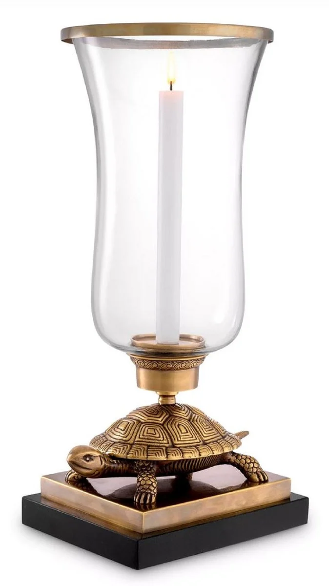 Casa Padrino Luxus Kerzenleuchter Schildkröte Vintage Messing / Schwarz 27 x 20 x H. 53,5 cm - Hotel Accessoires - Restaurant Accessoires - Gastronomie Accessoires - Luxus Qualität