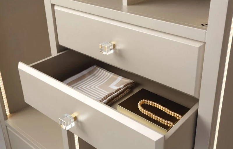 Casa Padrino Luxus Kleiderschrank Beige 326 x 60 x H. 230 cm - Offener Schlafzimmer Schrank - Schlafzimmer Möbel - Hotel Möbel - Luxus Möbel - Luxus Einrichtung - Schlafzimmer Einrichtung
